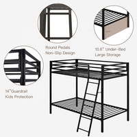 Rail de protection pour lit superposé double en métal noir mat Échelle inclinée robuste Conception peu encombrante Chambres à coucher Hôtels