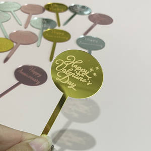 Jour de Valentine <span class=keywords><strong>oh</strong></span> bébé mariée à être Acrylique tasse gâteau insérer cuisson laser de coupe ronde Acrylique gâteau topper décorations - Product Image 4