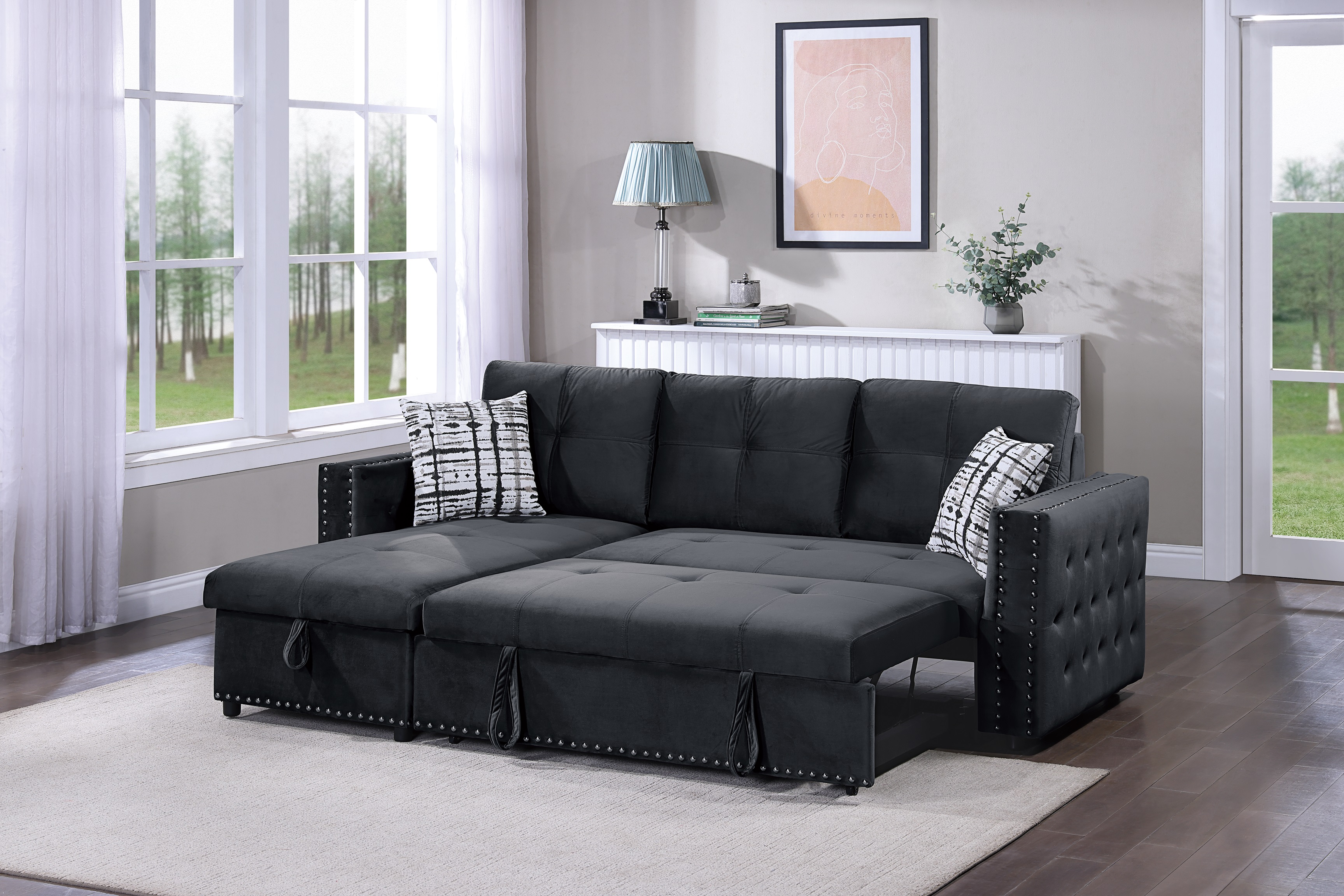 Noir + Velours + Contemporain + Moderne + 4 places
