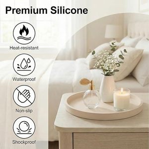 Silicone Round Storage <b>Tray</b> Marble Pattern Large Medium <b>Small</b> Bathroom Countertop Organizer Polished Finish - Product Image 3
