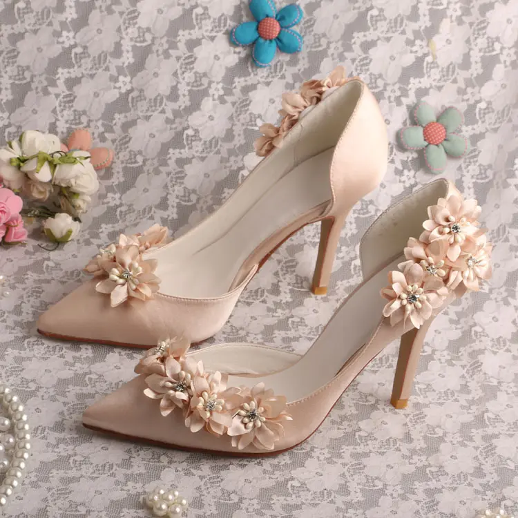 Zapatos de boda de marfil, colorete, novia