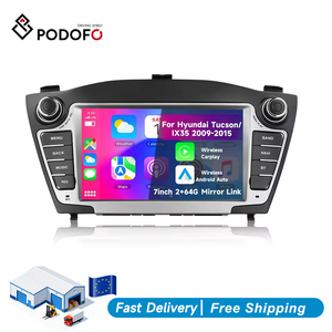Radio de Coche Android Podofo de 7'' con 2+64GB, Estéreo, Carplay Inalámbrico, Android Auto, Wifi, DVR, EQ, GPS para Hyundai Tucson/IX35 2009-2015 OEM - Product Image 1