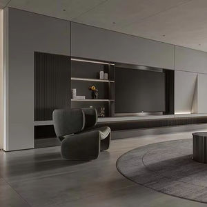 Estanterías Abiertas de Estilo Moderno de Alta Gama, Madera Maciza con Vetas de Madera, Muebles de Exhibición, Mueble de TV para Comedor con LED - Product Image 1