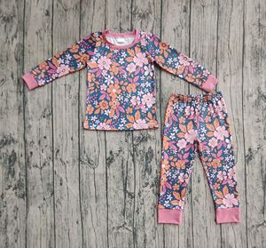 RTS Automne Fleur Imprimer Enfants Pyjamas 2 Pièces Tenues En Gros Boutique Vêtements Pour Enfants Vêtements De Nuit Bébé Vêtements Pour Filles - Product Image 3