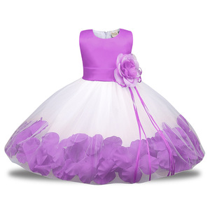 <strong>Kids</strong> Tales Cross-Border Children's <strong>Dress</strong> with Petal Hem Tutu Skirt Satin Baby Princess Formal Style Bow Decoration for Summer - Product Image 1