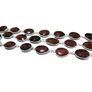Chaîne de connecteurs en grenat Hessonite naturel, forme irrégulière, faite à la main, vendue au mètre - Product Image 1
