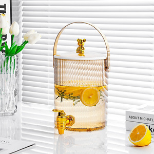Carafe à eau froide avec robinet, 3,5 L, couleur ambre, distributeur de boissons rond pour usage domestique - Product Image 2