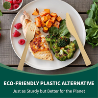 Juego de Cubiertos de Bambú Zero Waste, Cuchara, Tenedor y Cuchillo Desechables, Sostenibles, Libres de Plástico, Compostables, Utensilios de Cocina, Paquete al por Mayor