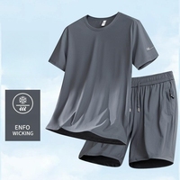 Ensembles de sport 2026 en soie glacée, séchage rapide, respirants, pour hommes et femmes, T-shirt et short anti-humidité, tenues de gym 2 pièces pour la course à pied