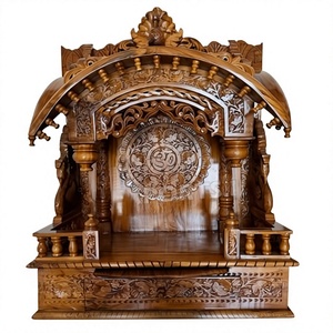Trendy Teak Wooden Temple With OM Design Big Size Pooja Temples in Teak Wood for Sale Designer Large Size Teak Wood Temple - Product Image 5
