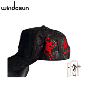 Casquette de baseball 5 panneaux Graffiti avec doublure en satin, chapeau personnalisé en daim avec logo démon pour humain et animal de compagnie - Product Image 4