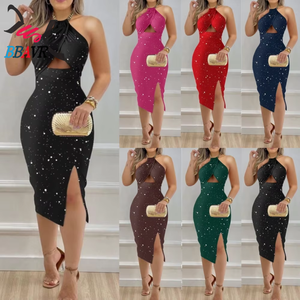 Vestido de Verano de Alta Calidad para Mujer, Sexy y Elegante, Estampado, Largo hasta la Rodilla, con Abertura en la Cadera, Sin Mangas, Ajustado, Casual, para el Trabajo - Product Image 5