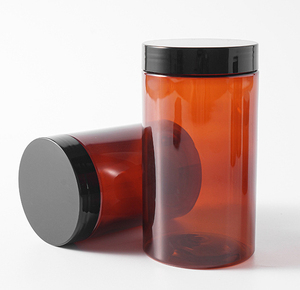 1 oz 2 oz 4 oz 5 oz 6oz 8 oz 10 oz 12 oz 16 oz light amber PET plastic jar straight sided round jar with 48mm 70mm 89mm neck