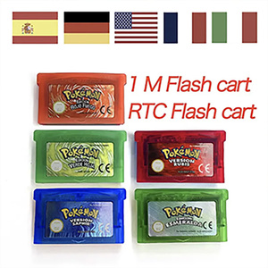 USA FRA EUR NOE ESP ITA RTC 1M Plastic Wired Flash Cart POKE Leaf Green Fire Red Ruby Emerald SAPPHIRE <b>Game</b> Cartridge for - Product Image 1