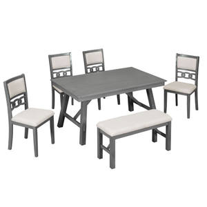 Ensemble simple de table et chaises rectangulaires en bois massif pour salle à manger - Product Image 3