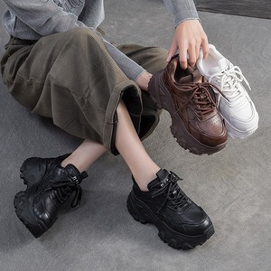 Zapatillas deportivas casuales de color sólido para baloncesto, con suela gruesa, cordones delanteros, zapatos de mujer a la moda. - Product Image 5