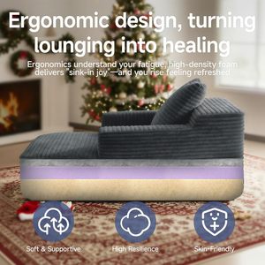 Sofá <span class=keywords><strong>Cama</strong></span> Individual de 45'' con Base Tipo <span class=keywords><strong>Trineo</strong></span>, Tapizado en Corduroy, Asiento Profundo Sin Estructura, Relleno de Espuma Cómoda, para Sala de Estar - Product Image 5