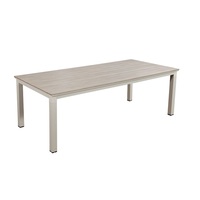 Table à manger moderne carrée en métal pour restaurant, café, boutique, hôtel, cour extérieure, salon, meubles d'extérieur de style panneau en bois