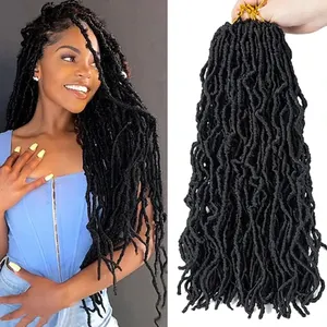 New Faux locs Crochet tóc 18 inch 6 gói pre-looped mềm Nữ Thần locs xoăn lượn sóng Crochet bím tóc tóc cho phụ nữ da đen