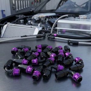 Raccordo rapido girevole BJR per auto, in alluminio resistente, nuovo, viola, AN12 AN16 AN20, a 90 gradi, con attacco a una mano e raccordi AN - Product Image 1