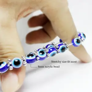 Fashion Blue Eyes Bracelet Evil Turkish Glass Beads Handmade Elasticity Bracelet Jewelry For Women