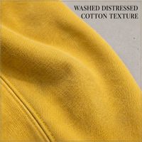 Sweat à capuche zippé RAMAX 400GSM jaune délavé, ourlet brut vieilli, coupe oversize, imprimé streetwear, pour homme, personnalisable OEM ODM, vente en gros