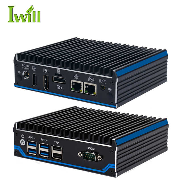 Cheap J4125 Linux 4K Full HD Fanless Mini Computer DDR4 HD 2DP 6USB 2*In Tel 1000M LAN Mini PC for Industrial Automation