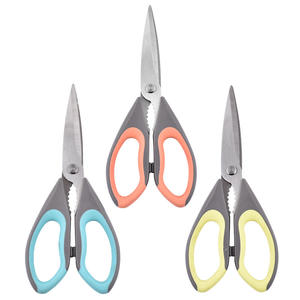 Ciseaux de cuisine en acier inoxydable, robustes, bleus, jaunes, oranges, multi-usages pour la préparation des aliments et l'artisanat - Product Image 3