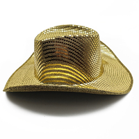 Chapeau de cowboy à paillettes dorées pour femmes et hommes, chapeau de cowgirl scintillant, chapeau de rodeo brillant pour fête, boîte de nuit, festival, disco, costume