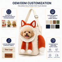 Sac de transport personnalisé pour animaux de compagnie en toile, sac fourre-tout pour chien, sac à bandoulière en peluche renard 3D avec col volanté, pour chiot et chaton, idéal pour les voyages, vente en gros, OEM