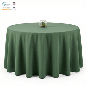 Nappe ronde blanche en polyester filé 120, imperméable, écologique, personnalisable et lavable pour hôtel et banquet - Product Image 1