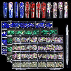 ขายตรงจากโรงงาน คริสตัลตกแต่งเล็บ 24 ช่อง สี AB แบบหลังแบน สำหรับตกแต่งเล็บ - Product Image 1