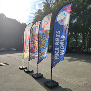 New Top Free Customized logo High Resolution Printing Promotional Flags Banners Knife Beach Flagpoles for Christmas Halloween