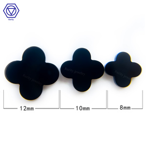 Piedras Preciosas <span class=keywords><strong>de</strong></span> Ágata Negra y Ónix en Forma <span class=keywords><strong>de</strong></span> Trébol <span class=keywords><strong>de</strong></span> Cuatro <span class=keywords><strong>Hojas</strong></span>, <span class=keywords><strong>de</strong></span> 5mm a 12mm, Gemas Naturales Sueltas - Product Image 2