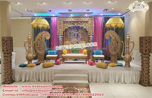 Punjabi Sangeet-Decoración de escenario, Mehndi Sangeet de Estados Unidos Punjabi Sangeet, configuración de escenario, con estatuas de diseñador, para bodas - Product Image 3