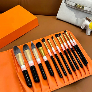 Luxury brand Professional <b>Makeup</b> Brush Set 12-Piece Synthetic Hair Face Brushes Foundation Blush Eyeshadow <b>Tools</b> Orange Case - Product Image 1