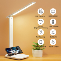 Lampe de Chevet et de Bureau LED Moderne Minimaliste, Contrôle Tactile, Intensité Variable, pour Espaces de Travail, Abat-Jour Blanc, Alimentation DC