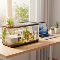 Aquarium rectangulaire haut de gamme en plastique PC avec couvercle, pour usage domestique, salon, réservoir écologique transparent, élevage de tortues et de poissons d'eau douce