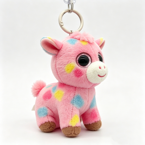 Customized Plush giraffe keychain, Cute giraffe stuffed animal <b>keyring</b>, <b>Mini</b> giraffe plush bag charm,Pink giraffe plush charm - Product Image 1