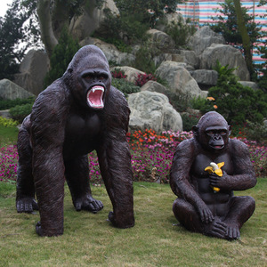 Escultura <span class=keywords><strong>de</strong></span> fibra <span class=keywords><strong>de</strong></span> vidrio <span class=keywords><strong>de</strong></span> orangután grande simulada mono King Kong Navidad Parque Ecológico bosque paisaje decoración Animal - Product Image 3