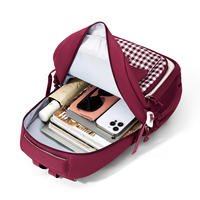 Sac à dos de style japonais pour écoliers du primaire et du collège, unisexe, à carreaux contrastés, design tendance, simplicité urbaine, en polyester