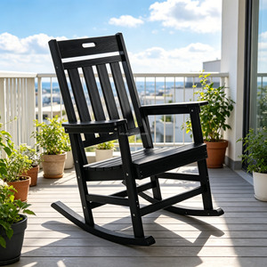 Chaise à bascule d'extérieur moderne en PEHD, vente chaude d'usine, chaise longue de patio en <span class=keywords><strong>plastique</strong></span> et bois de luxe, <span class=keywords><strong>pas</strong></span> chère, pour hôtels et complexes hôteliers - Product Image 1
