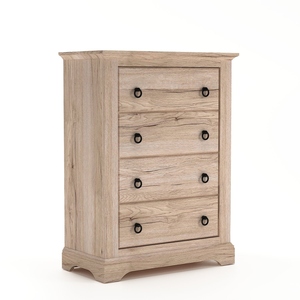 Cómoda clásica de 4 cajones Canyon Oak con frente de membrana y tiradores metálicos - Product Image 2