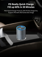 Chargeur de voiture 2 en 1 en alliage d'aluminium, nouveau type C PD, 2 ports type C, chargeur de téléphone portable, adaptateur de voiture à charge rapide