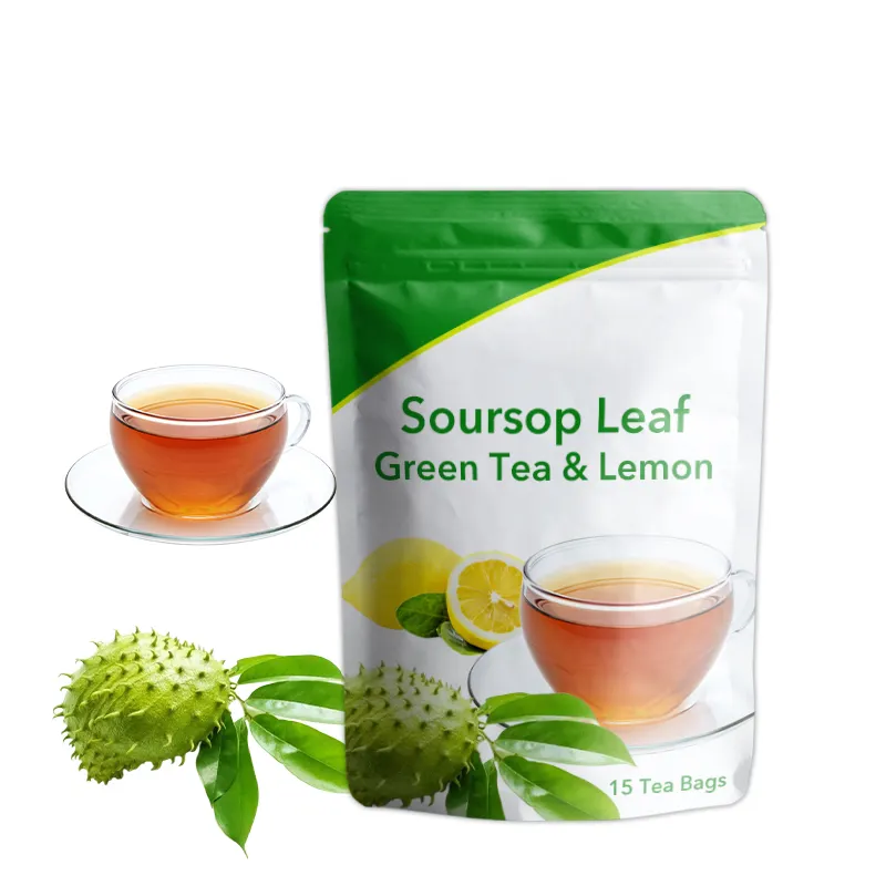 Etiqueta privada soporte de salud natural Vitamina C té de hierbas Hoja de Guanábana Té verde limón