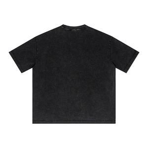 T-shirt décontracté en coton tricoté pour homme, coupe ample et oversize, effet vieilli flocon de neige, épaules tombantes, manches courtes, personnalisable - Product Image 2