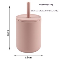 Tasse d'apprentissage à boire directe en silicone de 210ml pour enfants tasse à paille pour bébé avec couvercle résistant aux chutes de qualité alimentaire pour l'eau bouillante