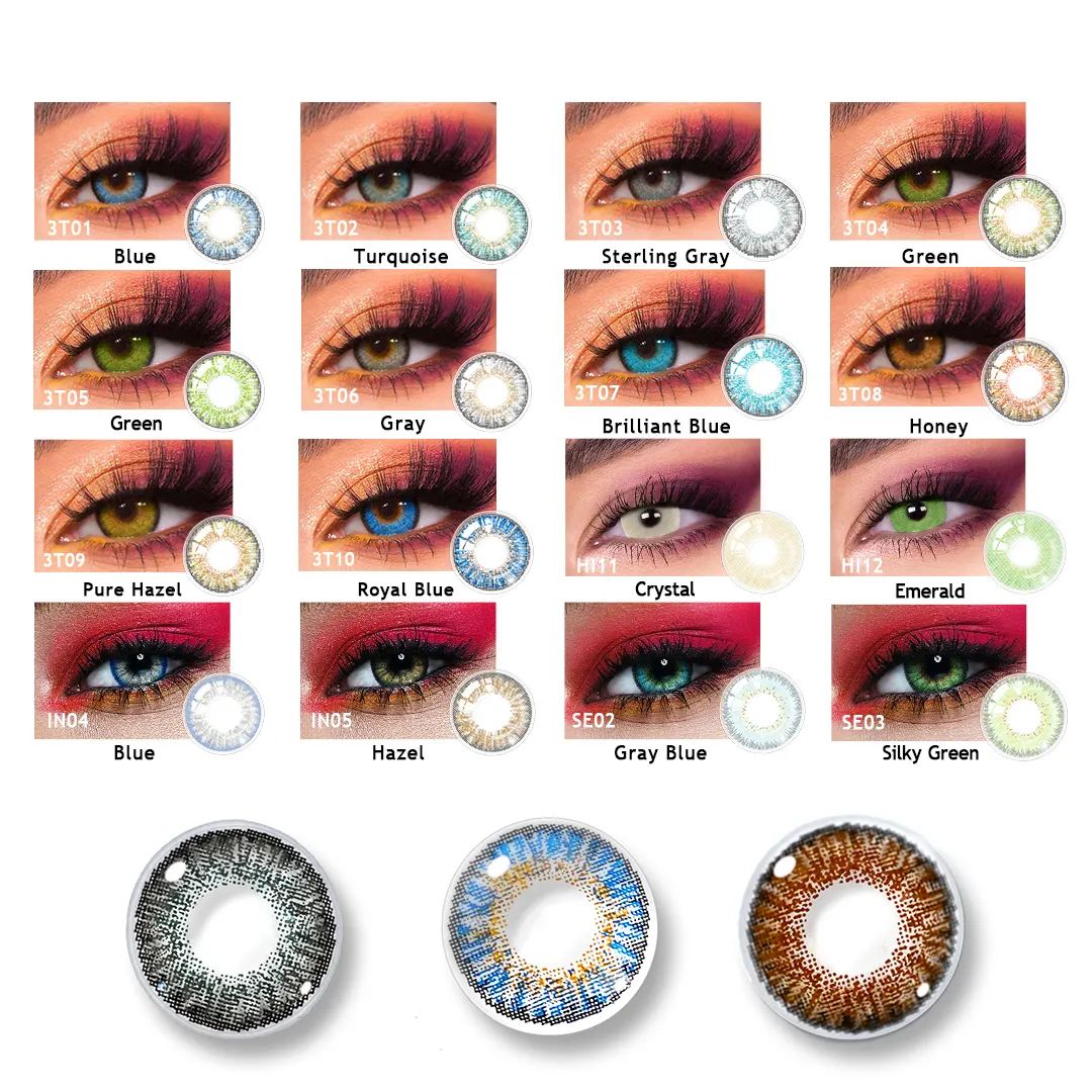 KAMIYA 3-Tone Yearly Contact Lenses Turquoise Lenses Super Natural Soft eye color contact lenses