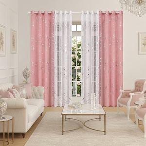 Feuille de Offre Spéciale argent voilage rideau pour chambre salon Dolly Texture Tulle semi-occultant prêt maison chambre rideau fournisseur - Product Image 2