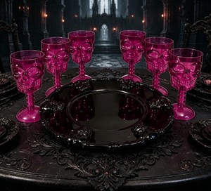 Ensemble <span class=keywords><strong>de</strong></span> 7 pièces pour Halloween : <span class=keywords><strong>Verre</strong></span> à vin et plateau en forme <span class=keywords><strong>de</strong></span> crâne, sans BPA, bol en plastique <span class=keywords><strong>de</strong></span> qualité alimentaire et <span class=keywords><strong>verre</strong></span> à vin en PP - Product Image 2